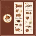 Retro coffee themed PET die-cut tape sticker with vintage art graphics and quotes - Burnt Aroma