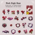 Gothic Dark Rose Vintage Aufkleber Set mit zwanzig Blumenmustern für Journaling Deko - Mitternachtsrose