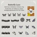 Gothik Schmetterling und Spitze Aufkleber für Journaling Vintage Schwarz Weiß 20 Blatt - Schmetterlingsspitze