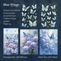 Adesivi farfalla in PET blu con lamina d'oro e finitura a olio per scrapbooking - Ali Azzurre