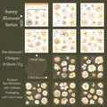 Floral PET and Washi stickers in warm yellow watercolor style for scrapbooking - Warm Sun Flowers