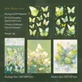 Set di adesivi farfalla verde smeraldo in PET con stampa in oro e finitura impermeabile - Danza di Giada