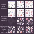 Floral PET and Washi stickers in purple and pink tones with 10 sheets per pack - Purple Butterfly Dance