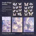 Adesivi farfalle viola con lamina d'oro e finitura a olio speciale su carta PET - Ombra d'Ala Viola