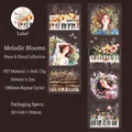 PET decorative floral tape with piano and butterfly watercolor patterns for journaling - Piano Melody Flowers