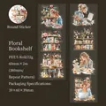 Floral Flower Sea Drifting PET decorative tape for journaling with girl and bookshelf motif - Floral Bookshelf