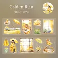 Golden Rain PET decorative tape with cute watercolor girl, sunflowers, and ducklings - Golden Rain