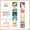 Cinta decorativa PET de gatos para diarios DIY con un patrón recurrente de 350 mm - Gato ángel