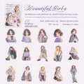 Lot de 30 autocollants PET Purple Dream fille vintage pour scrapbooking et décoration - Fille de Rêve Mauve