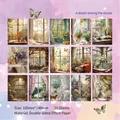 Retro scenery scrapbook paper with oil painting window landscapes, 30 sheets set - Cloud Peeping Style