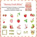 Waterproof PET rabbit and strawberry decorative stickers with floral theme for journals - Rabbit Fruit