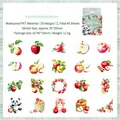 Apple themed PET stickers set with cute pandas and cats for scrapbook journaling - Apple Garden