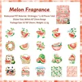 Waterproof PET watermelon plant themed stickers set for journaling decoration, 40 pieces - Melon Fragrant