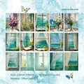 Listen to the Wind scrapbooking paper set with 15 seaside and floral scenic window designs - Bamboo Listen Wind Style