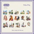 Pack de 30 pegatinas Holy City con ilustraciones en acuarela de estilo oriental - Ciudad Santa