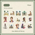 Set de pegatinas decorativas de estilo persa exótico con enredaderas vintage y arquitectura - Patrón de enredadera