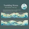 Cinta PET Rolling Waves con estampado dorado para manualidades, 40 mm x 2 m océano - Olas Rodantes