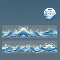 Cinta PET de olas azules con lámina dorada, cinta decorativa DIY 40mm para scrapbooking - Salpicaduras de Mar