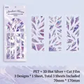 Set van 3 paarse PET holografische Gebroken Hart stickers met 3D zilverfoliedruk - Snoepwikkel Glas