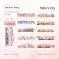 10-piece Sakura City PET stickers for DIY scrapbooking with watercolor scenic designs - Cherry Blossom City