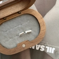 Minimalist S925 sterling silver geometric stud earrings in a premium wooden jewelry box - Matte Cylinder Style / 925 Silver
