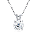 Elegant S925 sterling silver moissanite necklace with a four-prong round solitaire pendant - Sp13463-80 Silver + Moissanite (promotional) / Chain Length 40cm + 5cm (extension Chain)