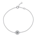 Elegant S925 silver moissanite halo bracelet with adjustable clasp for women - Round Halo Setting Style (L9373) / 925 Silver