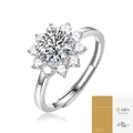 Anello regolabile in argento 925 girasole e moissanite con certificazione GRA - 1 Carato (Alta Qualità Con Certificato GRA)