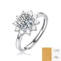 Adjustable S925 sterling silver sunflower moissanite ring with GRA certification - 1 Carat (High Quality With GRA Certificate)