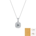 Moissanit Halskette aus Silber mit Halo-Design und GRA-Zertifikat auf Weiß - 1ct Moissanit (mit GRA-Zertifikat)