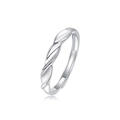 Detail of twisted rope texture on silver adjustable S925 sterling silver couple ring - Adjustable Open / Men's Ring