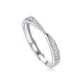 Elegant S925 sterling silver Mobius twist ring with pavé moissanite stones and open band - Adjustable Open / Mobius - Women's
