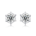 925 sterling silver snowflake stud earrings featuring brilliant round moissanite stones - Poetic Snowflake Stud Earrings (EM4002) / 50-55 Points/DE Color/VS-VVS Clarity (With IGI)