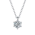 Elegant S925 silver moissanite necklace with classic six-prong brilliant round cut pendant - 2 ct