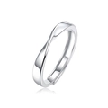 Macro shot of minimalist silver ring with twisted Mobius design and polished finish - Adjustable Open / Mobius - Men's