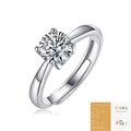 Anillo de plata S925 con moissanita de cuatro garras, ajustable y certificado GRA - Moissanita de 0,5 Quilates (5,0 mm) - Con Certificado GRA