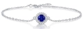 Elegante bracciale in argento S925 con moissanite blu tonda incastonata a halo - Zaffiro Coltivato 0.5ct (Con Certificato e Scatola) / Argento 925 (16+5cm)