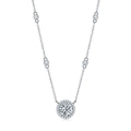 925 silver moissanite pendant necklace with sparkling halo and accent stones - 3 Carat Moissanite