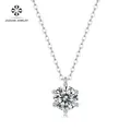 Collar colgante de moissanita en plata S925 con seis garras y acabado pulido brillante - 0.5 Carat