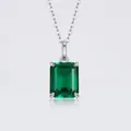 Collier en argent sterling S925 avec pierre précieuse verte et chaîne fine délicate - Pendentif Émeraude Octogonal (8x10mm) (P13303) / Argent 925