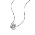 Elegant S925 sterling silver sunflower necklace with brilliant round moissanite pendant - N12679 - 1 Carat Moissanite Necklace / Silver