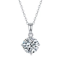Classic 925 sterling silver solitaire pendant necklace with round moissanite gemstone - 2.0 Carat Solitaire Necklace