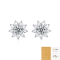925 silver sunflower moissanite stud earrings with GRA certification on white background - Sunflower Stud Earrings (E10771) / 0.3ct*2 (With GRA Certificate) / Silver