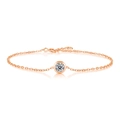 Minimalistisches 925er Silber Armband in Roségold mit rundem Moissanit Edelstein - L10803 Champagnergoldener Moissanit 0,5 ct / 16+2.5+2.5cm