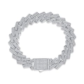 Πολυτελές βραχιόλι Cuban link από ασήμι S925 με πλήρες pavé από πέτρες moissanite - 14mm Πλάτος / 18cm