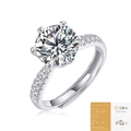 Lussuoso anello in argento S925 con moissanite, montatura a sei griffe e certificato GRA - Moissanite da 1 ct (con certificato GRA)