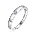 Macro shot of 925 silver adjustable ring featuring a square-set round moissanite - Adjustable Open / Rest Of Life - Men's