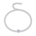 Bracelet classique en argent sterling S925 à maille cubaine avec moissanite ovale - L13114 Ovale 1ct / Argent 925 (16+5cm)