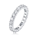 Classic S925 sterling silver eternity band ring featuring sparkling moissanite stones - Full Moissanite (Pure White)