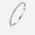 Classic S925 sterling silver bangle featuring full moissanite row setting with side clasp - 2.0mm Moissanite Full Diamond Bangle (With GRA & Box) / 925 Silver